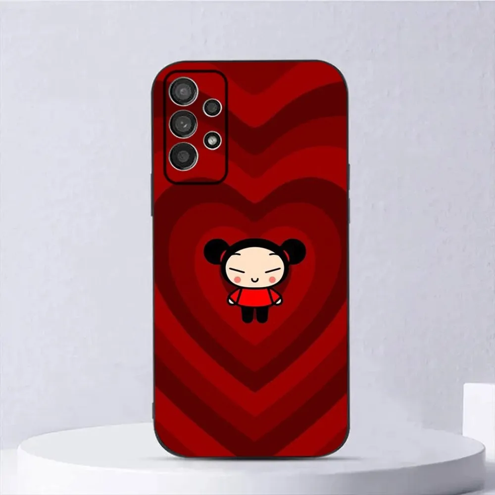 Cartoon P-Pucca-Garu Phone Case For Samsung Galaxy A13,A21s,A22,A31,A32,A52,A53,A71,A80,A91 Soft Black Shell