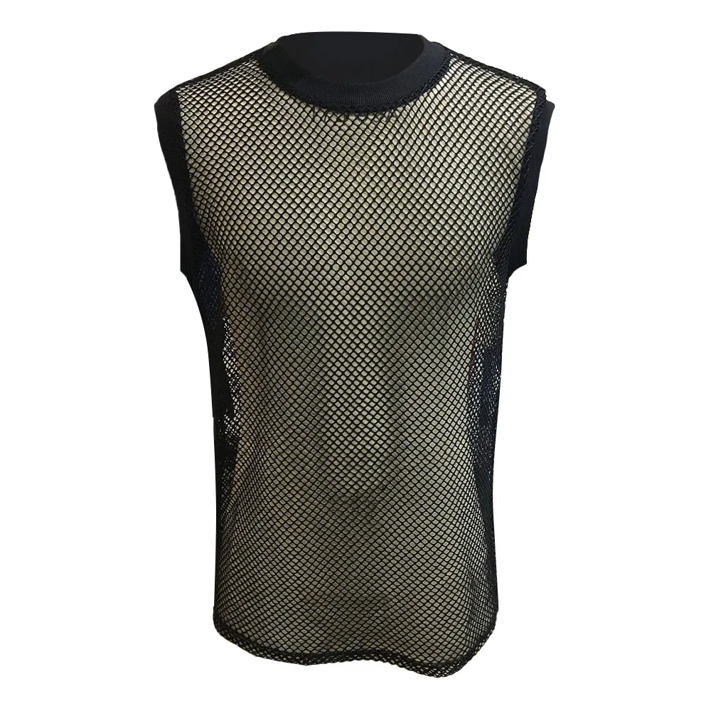 Mens Sexy Transparent Mesh Vest Fashion Perspective Sports Casual Solid Color Mesh Sleeveless Top Men Clothing 2024 Summer New