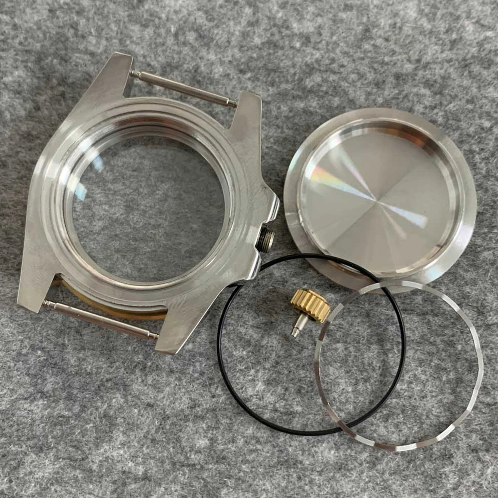 NH35 Case 40MM Sapphire Magnifying Glass Aluminum/Ceramic Bezel Watch Case Stainless Steel Watch Shell for NH35/NH36 Movement