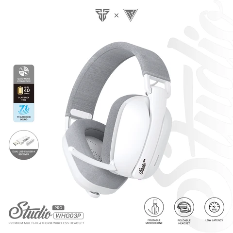 FANTECH WHG03P STUDIO PRO Fones de ouvido para jogos com fio e sem fio Bluetooth 7.1 Surround com microfone de redução de ruído para PS5 XBOX