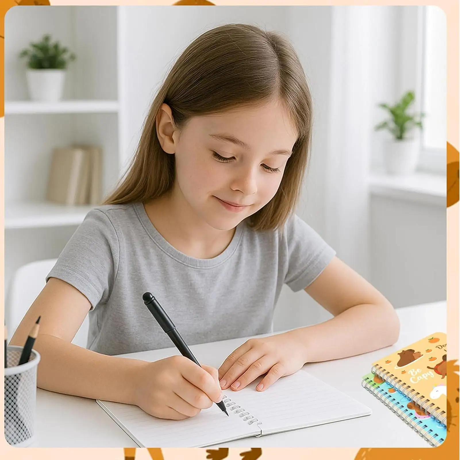 دفاتر ملاحظات للعمل A5 دفاتر ملاحظات حلزونية للمدرسة 2 قطعة مخطط مذكرات ثابت لطيف على عنوان كابيبارا لاجتماع الرسم