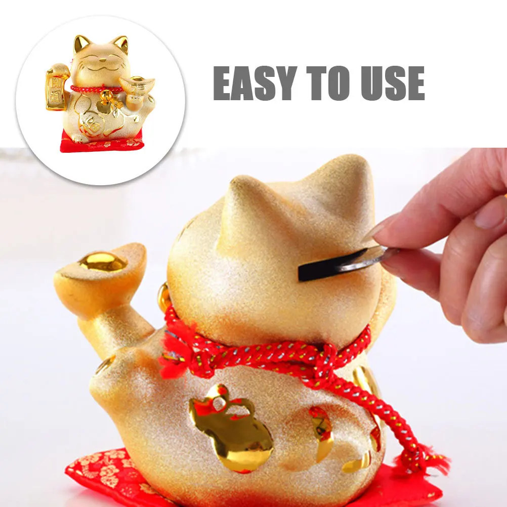 

Luck Cat Ceramic Piggy Bank Coin Saving Pot Creative Money Box Desktop Decoration Birthday Gift Adorable Cat Statue Wealth