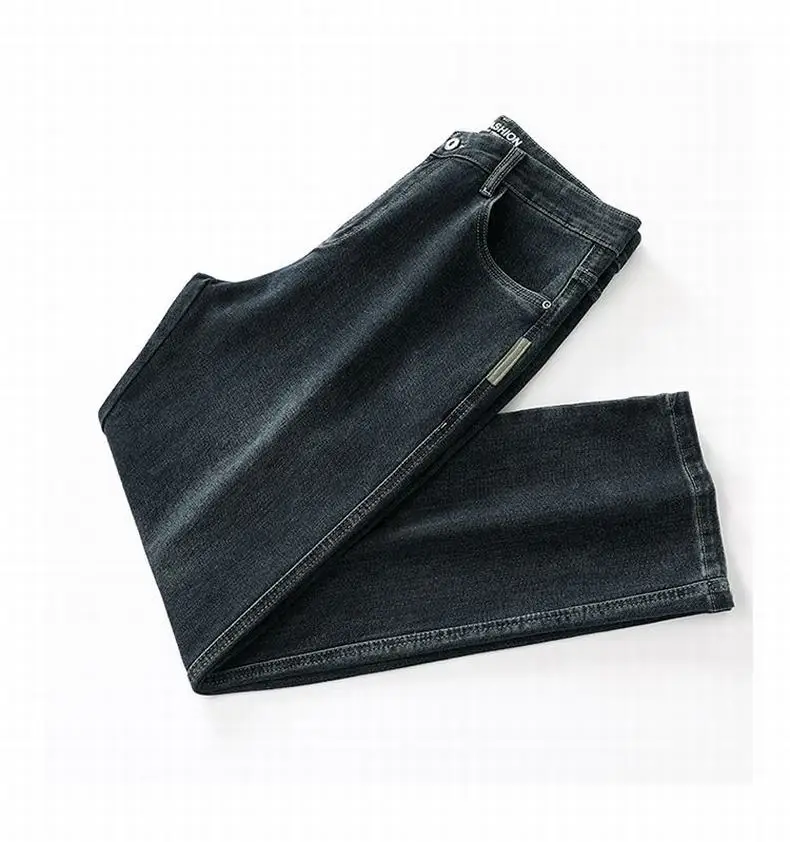Frühling und Herbst Herren Baggy Jeans Casual Straight Stretch Vielseitige Business Denim Hosen mit weitem Bein Bequeme lockere Hosen – Detail 14
