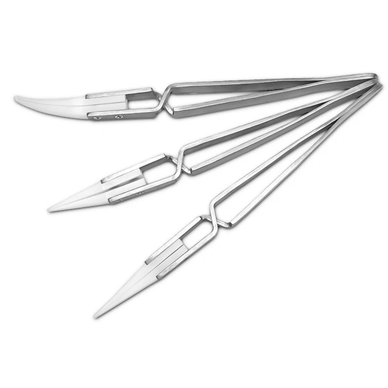 Interchangeable Head Anti-static Stainless Steel Ceramic Tweezers Heat-resistant Anti-magnetic Bending Straight Industrial Clips