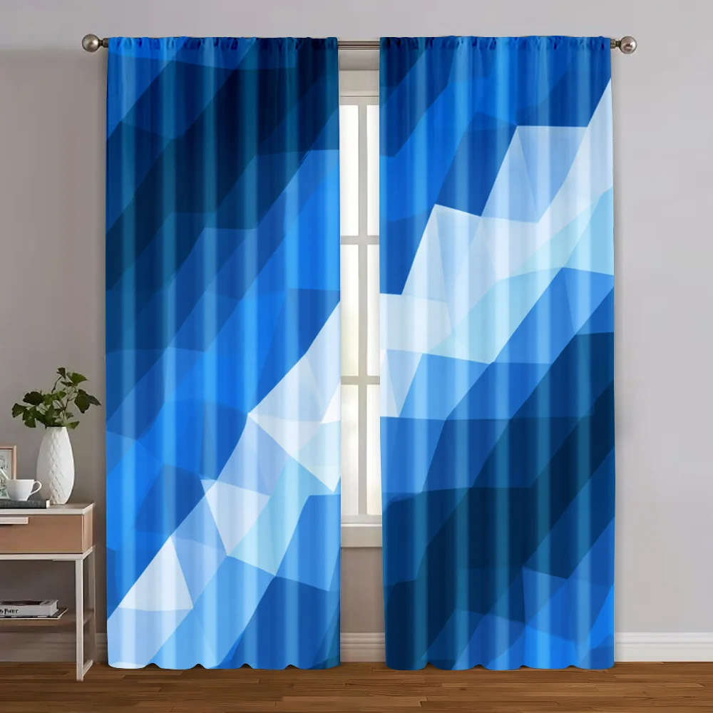 

2pcs, Upscale Curtains Blue Geometric Polyester Woven (without rod) All Seasons Perfect for Kitchen Living Room Office Bedroom