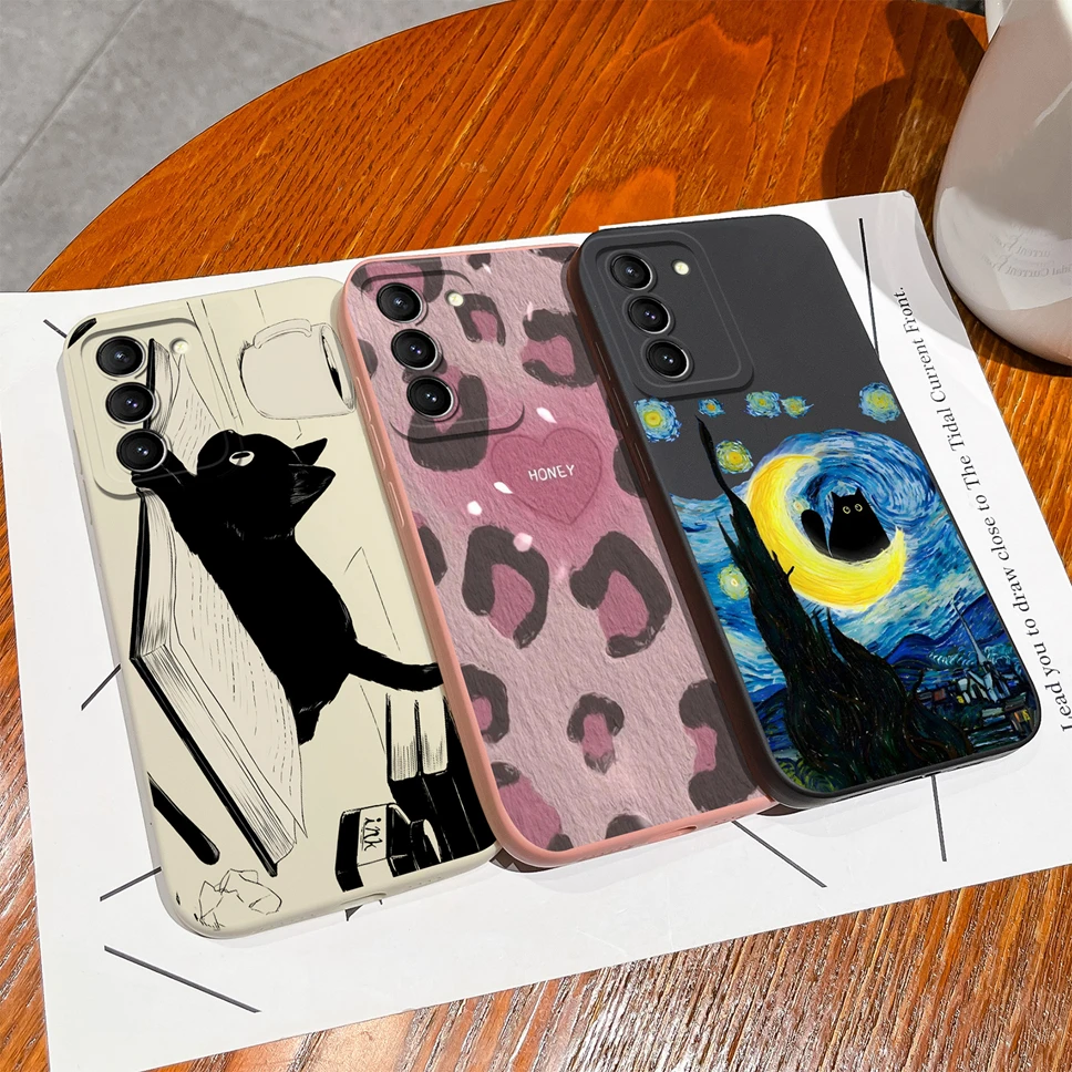 Phone Case For Samsung Galaxy S21 S21Ultra S21Plus S21FE Cute Creative Style Liquid Silicone Shockproof Back Covers Fundas Coque