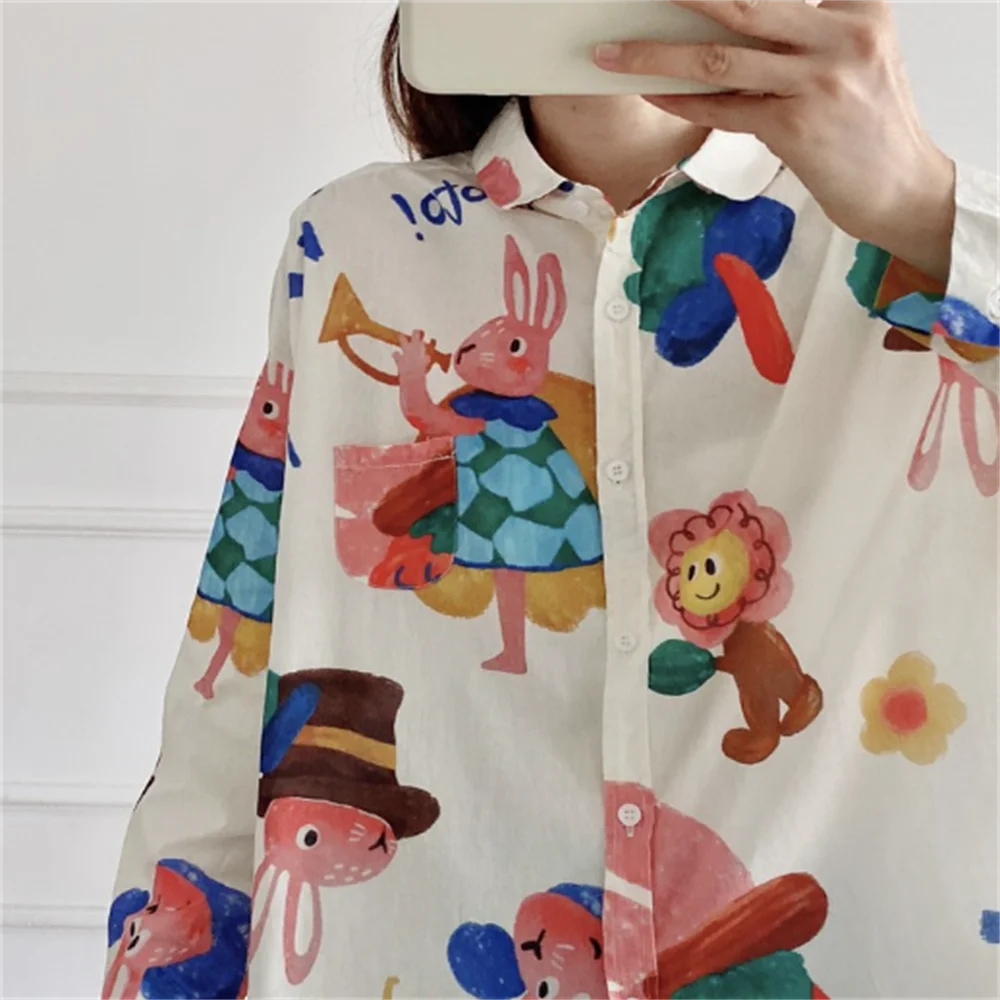 

long-sleeved shirts new cartoon print animal women