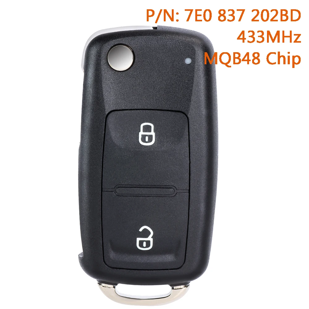 DIYKEY 7E0 837 202 BD / 7E0837202BD 433MHz MQB48 Chip Smart Remote Car Key Fob for Volkswagen VW Amarok Transporter T6 2016-2017