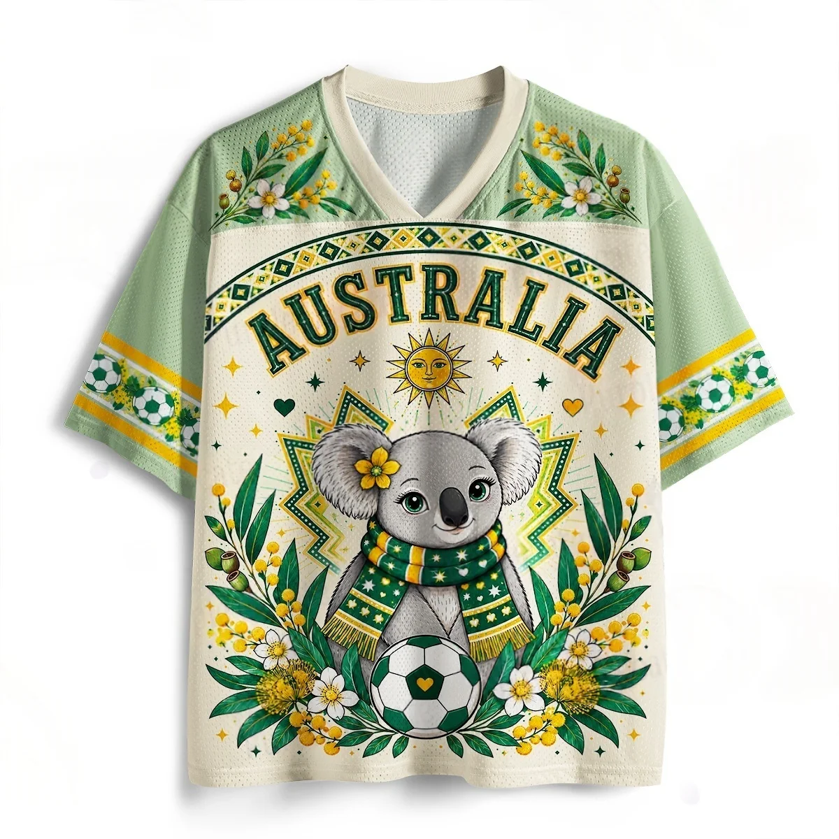 Children and Adults Australian Koala 3D Printed Jersey Style Short Sleeved Breathable Fan Match Support Top
