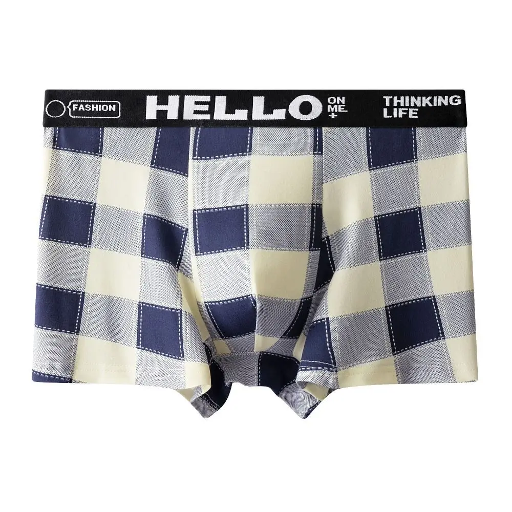 

5 шт., простое полосатое мужское нижнее белье в клетку, шорты-боксеры со средней талией, мужское нижнее белье, эластичные бесшовные трусики, четыре сезона
