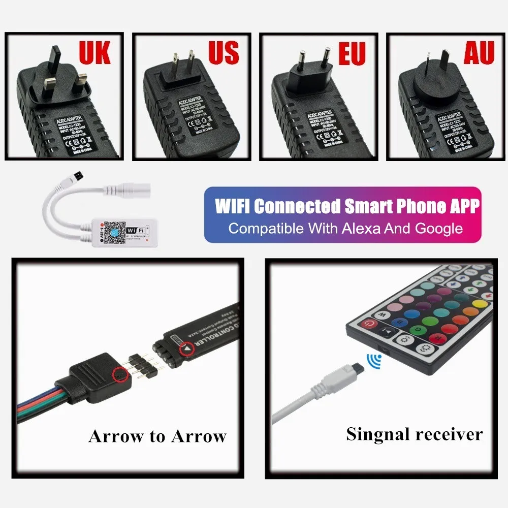 LED Strip 5050 LED Strip Light for Room RGB Tape New 20keys Control Luces LED Con Bluetooth Backlight for TV Garland Decor Light