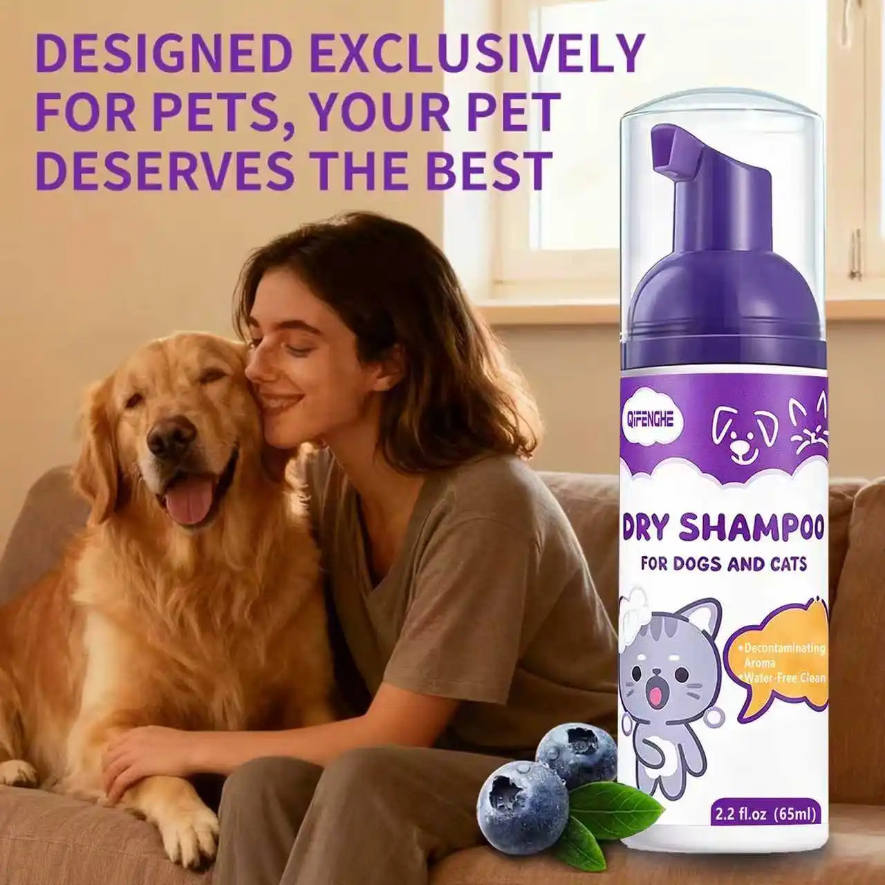 QIFENGHE QIFENGHE 65ml Pet Dry Shampoo Foam, Waterless No-Rinse Cleaner for Dogs & Cats, Gentle Decontaminating Aroma Foam Shampoo for Pe - Aliexpress Deal