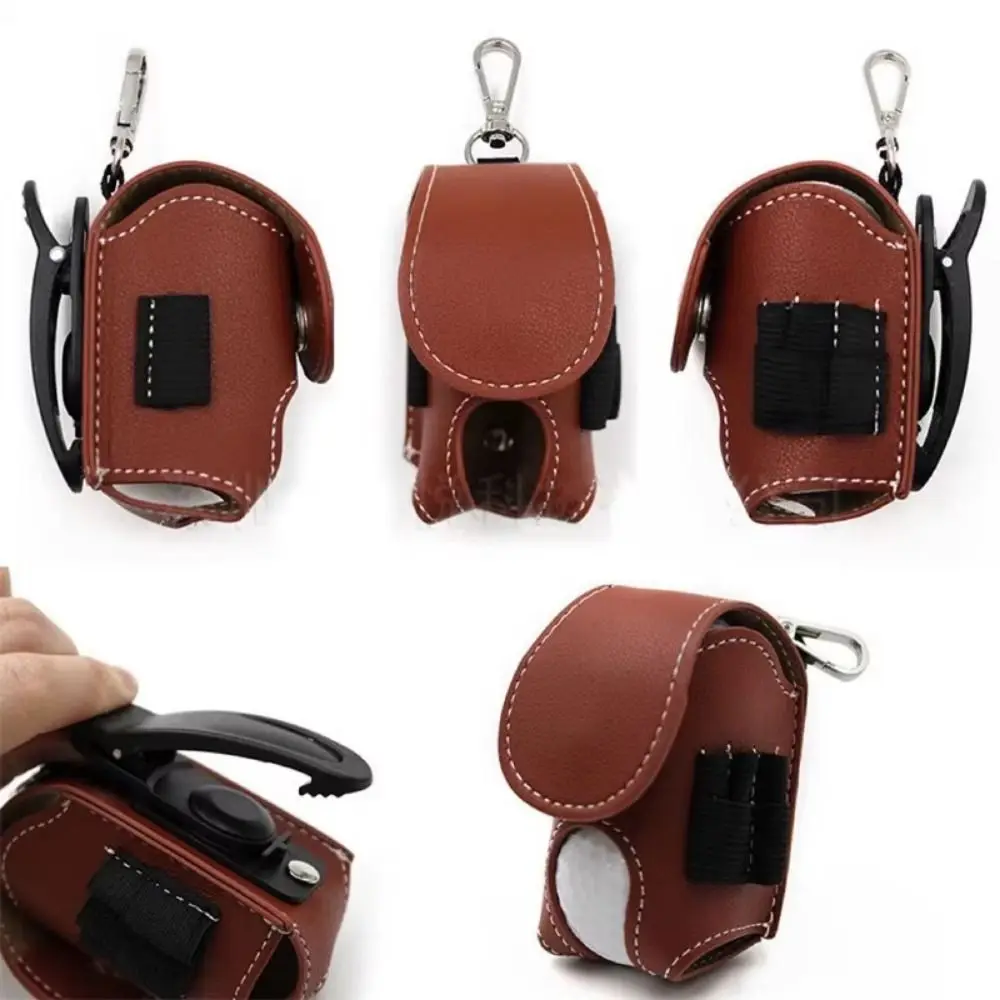 

Портативная сумка для мячей для гольфа из искусственной кожи, водонепроницаемая, с металлической пряжкой, легкая, мини-сумка для гольфа на пояс