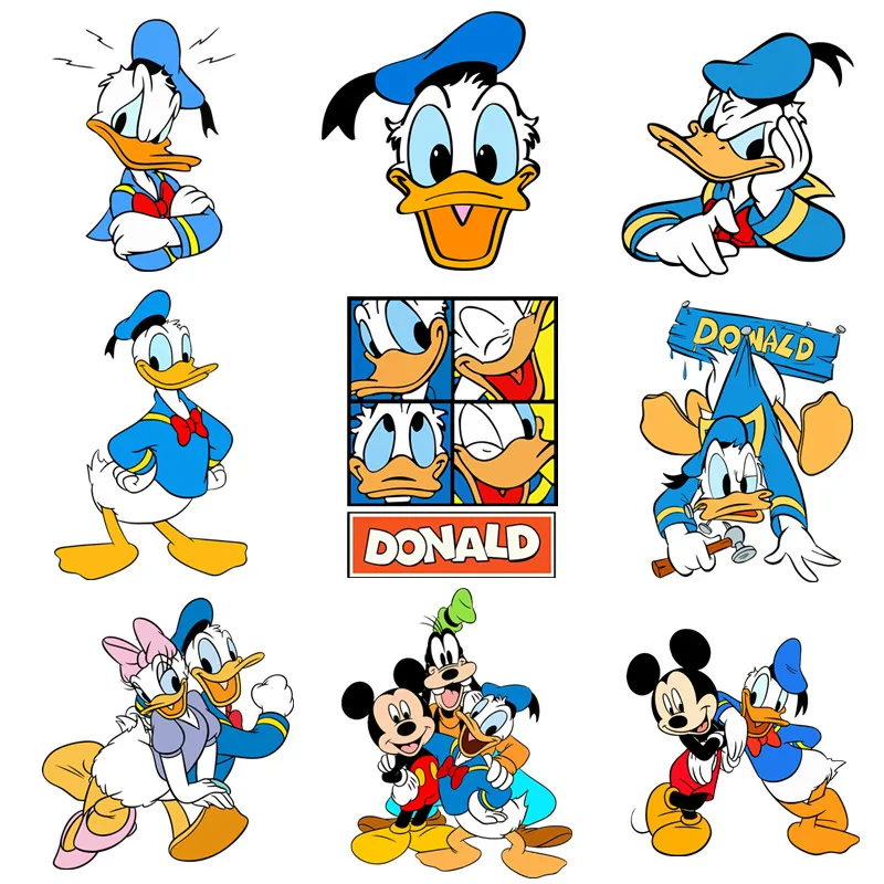 Donald Duck Cartoon Patches for Clothes Cute Vynil Heat Transfer Thermal Stickers DIY Kids T shirt Iron on for Women Appliqued