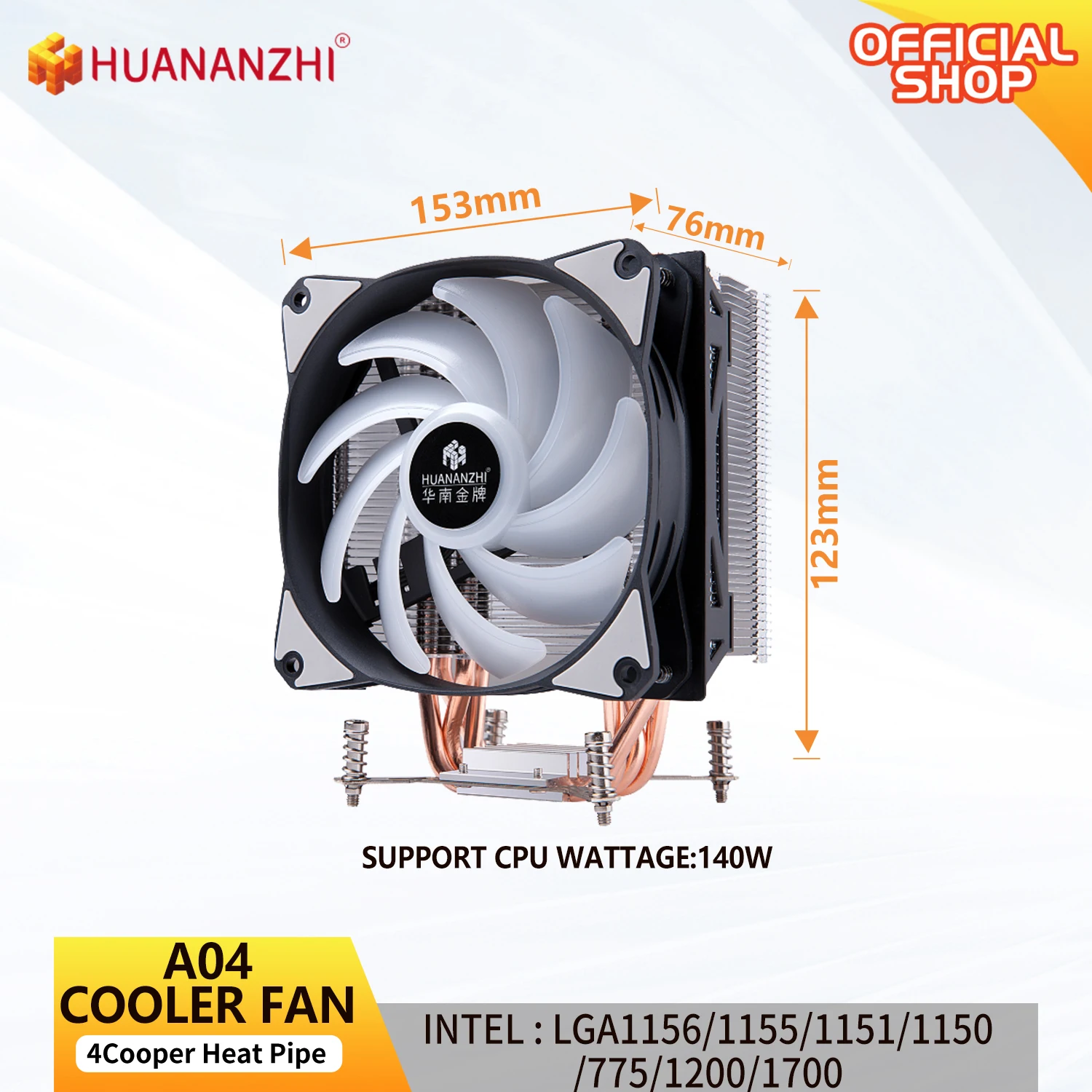 HUANANZHI CPUファン LGA2011 A500 A700 A06 4および6銅製ヒートパイプ