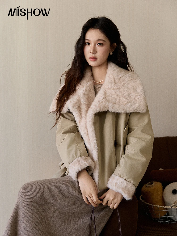 

Женская зимняя парка MISHOW с большим воротником из меха, пуговицами-рогами, толстая, теплая, свободная, утепленная верхняя одежда MXE94W1046