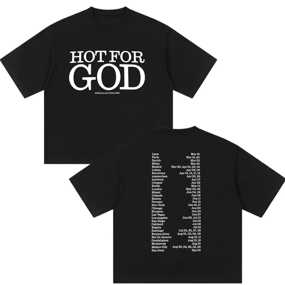 T-shirt imprimé double face Rosalia Lux Hot for God Tour 2026 pour hommes et femmes, mode décontractée, coton, manches courtes, Y2K