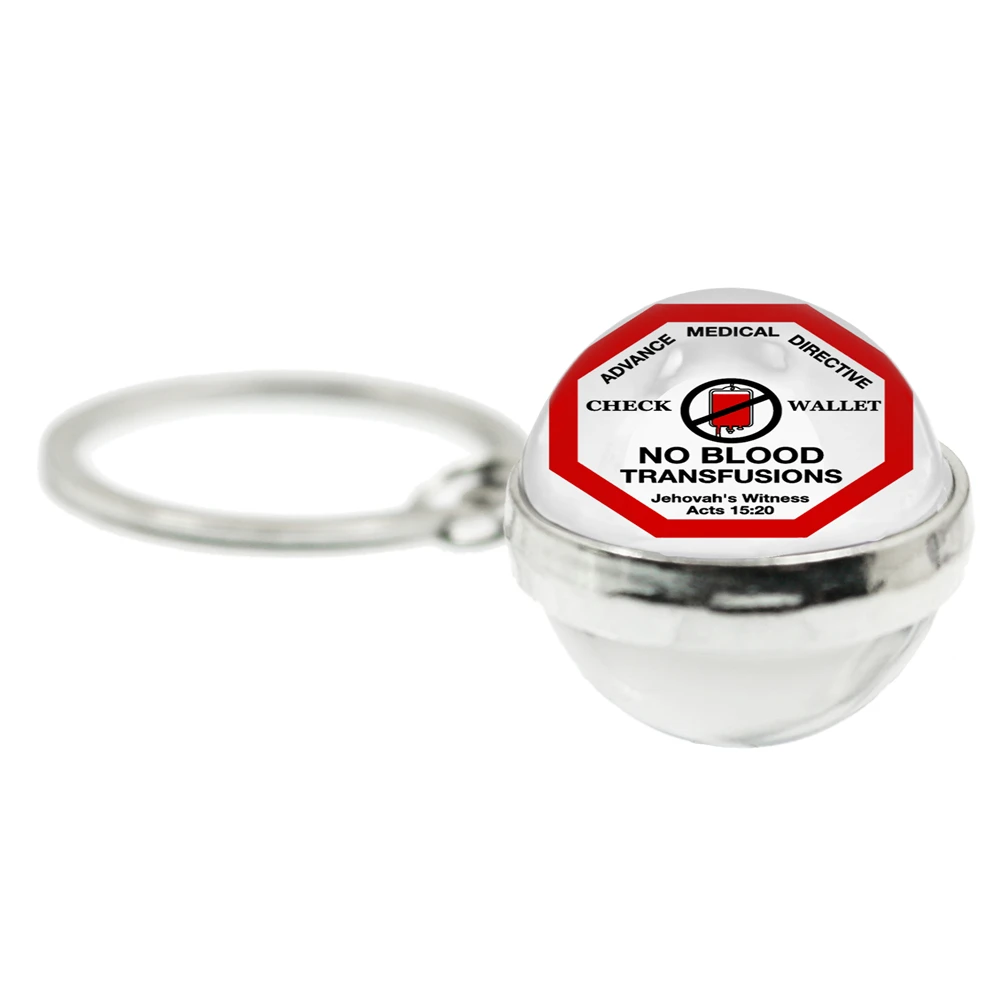JW. Keep Calm and No Blood Key Chain Jehovah\'s Witnesses Charms 20mm Glass Cabochon Double-Sided Keychain Glass Jewelry Gift