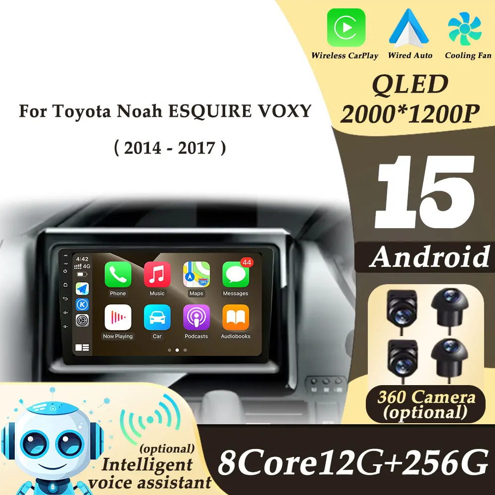 For Toyota Noah ESQUIRE VOXY 2014 - 2017 Wireless CarPlay Android 15 Car Radio Multimedi Player Split Screen GPS Navi Auto Tools