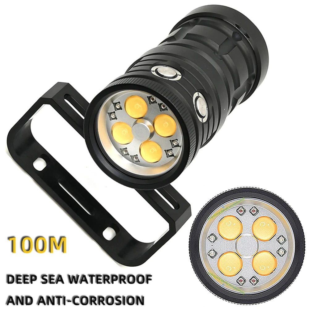 Underwater super bright multi-light source flashlight camera shooting lighting built-in battery USB charging