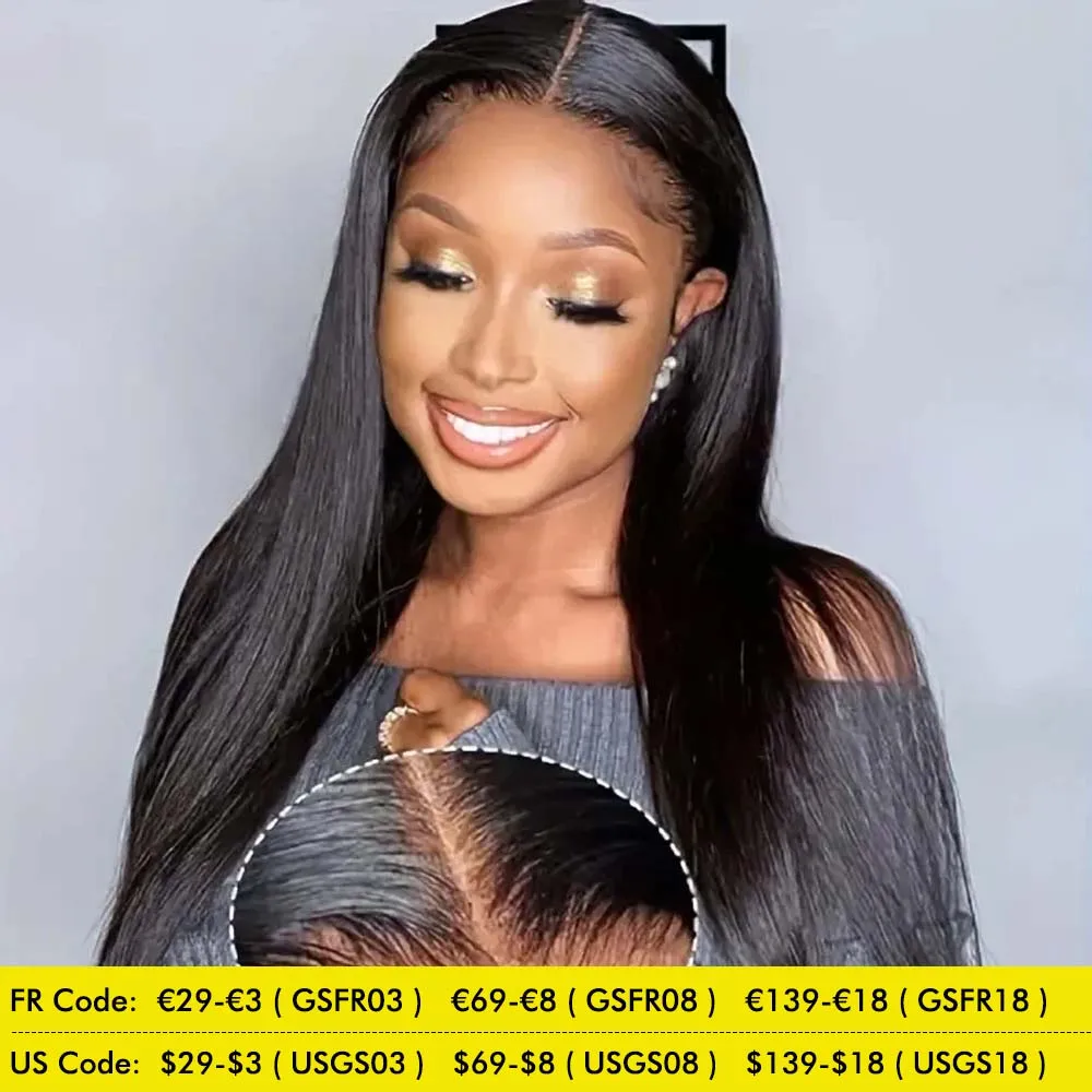 13x4 Glueless Wig Human Hair Ready To Wear Straight Pre-Cut Lace Front Human Hair Wig For Women Wear Go Closure Glueless Wigs