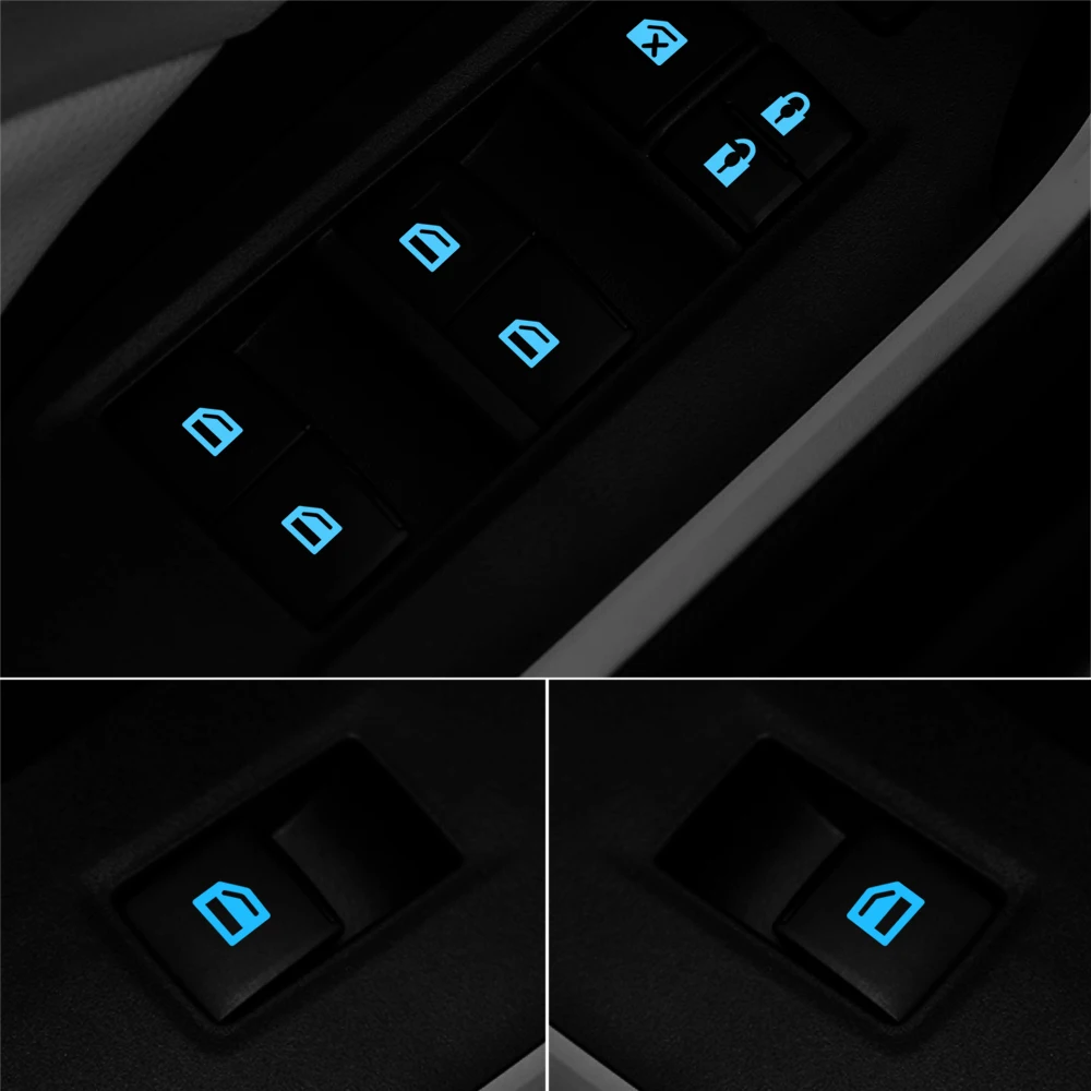 Car Window Lifter Luminous Switch Button Stickers for Kia Rio Optima Sportage Sorento Soul Ceed Cerato Forte Seltos 3 Buttons Fl