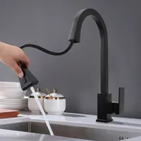 Pull-Out Kitchen Faucet Single Handle with 2 Water Modes Single Hole 360° Swivel Mixer Tap Hot and Cold Water