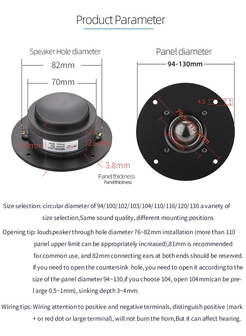 HIFIDIY LIVE  X1II 4 inch 4.5 Tweeter Speaker Unit aluminum panel  transparent Silk membrane 6OHM30W Treble Loudspeaker 94~120mm
