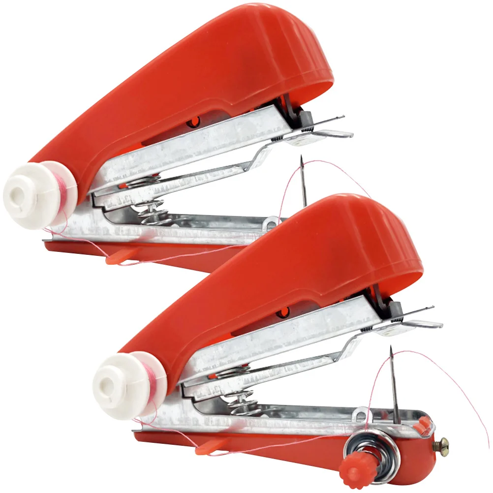 

2 Pcs Mini Sewing Machine Handheld Convenient Portable Crafting Mending Accessories