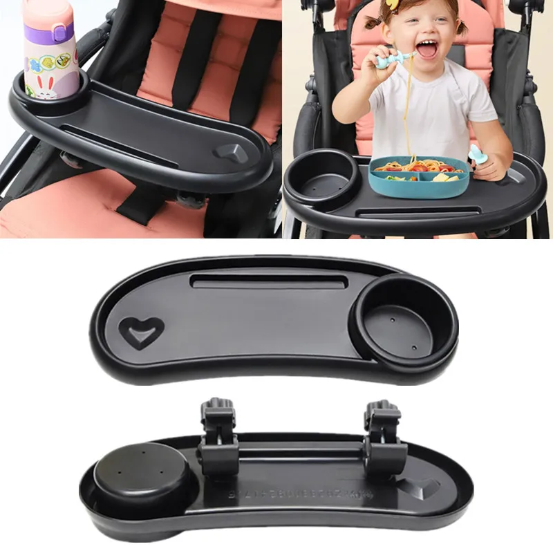 

Baby Stroller Dinner Table Tray Accessories Universal Children Cart Pram Tray Dish Milk Bottle Cup Holder with Armrest