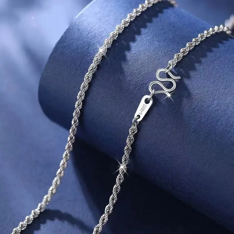 PT950 Pure Platinum Men's 4mm Fried Dough Twists Necklace Luxury Fashion Boss Collar Chain