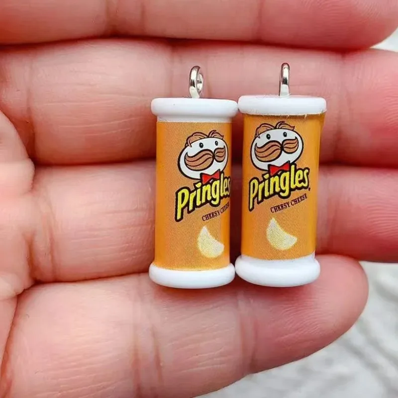 10 قطعة محاكاة صندوق رقاقة البطاطس ثلاثية الأبعاد دلايات للقلادة مجوهرات يدوية الصنع لسلسلة مفاتيح قلادة القرط