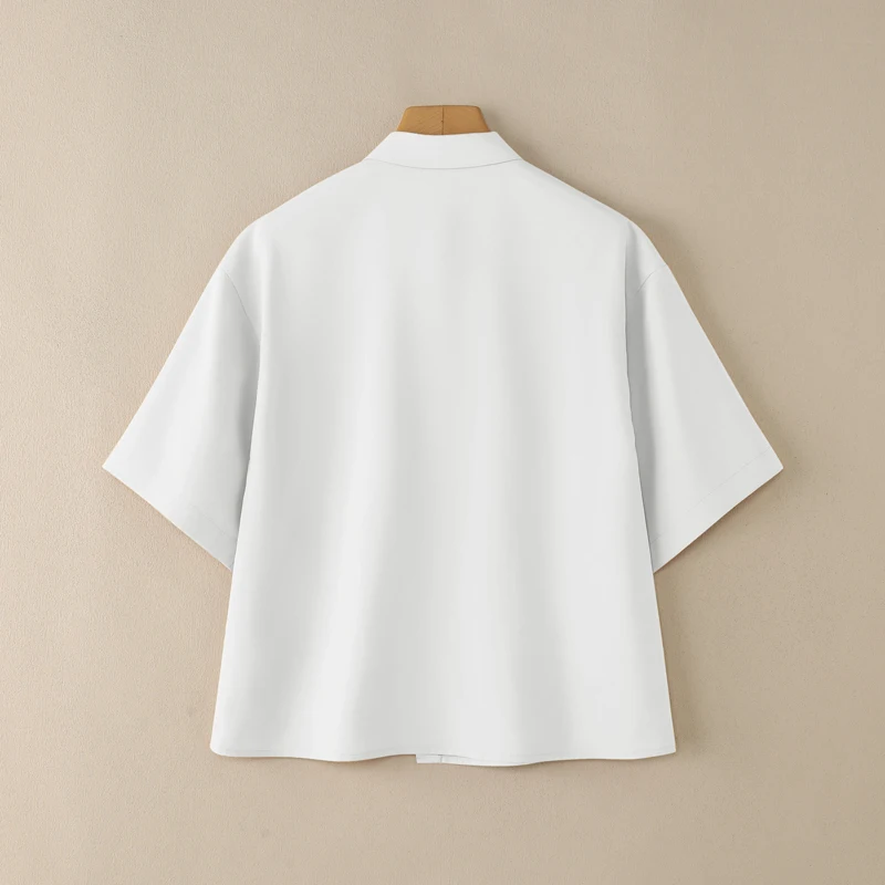 2026 zanzea verão camisas femininas meia manga casual túnica topos moda lapela retalhos assimétrico blusa feminina blusas soltas