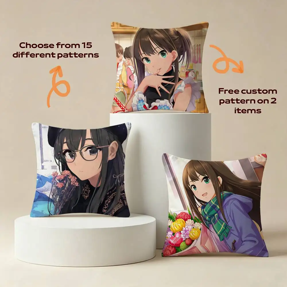 Guitar Cool Idol Rin Shibuya Square Sofa Pillow Cover Solid Color Living Room Home Decor Cushion Case