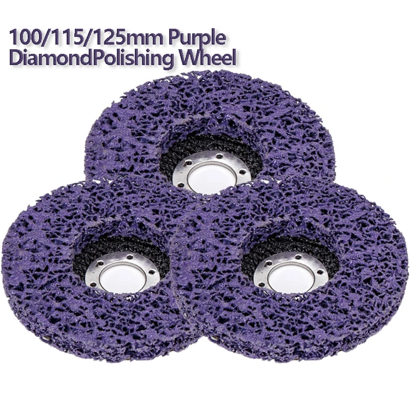

3pcs 100/115/125 Metal Stainless Steel Polishing Disc Purple Diamond Polishing Disc Car Paint Removal Nylon Polishing Wheel