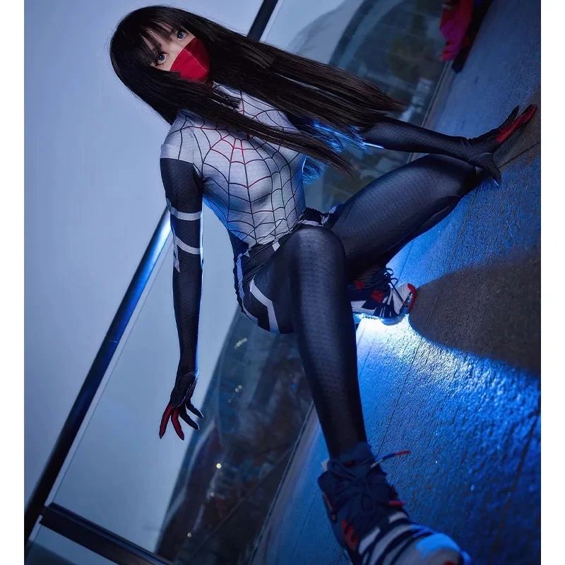 Cindy Moon-Mono de Cosplay de Spiderman para mujer, traje Zentai de seda de superhéroe, mono de Hombre Araña, Disfraces de Halloween para adultos