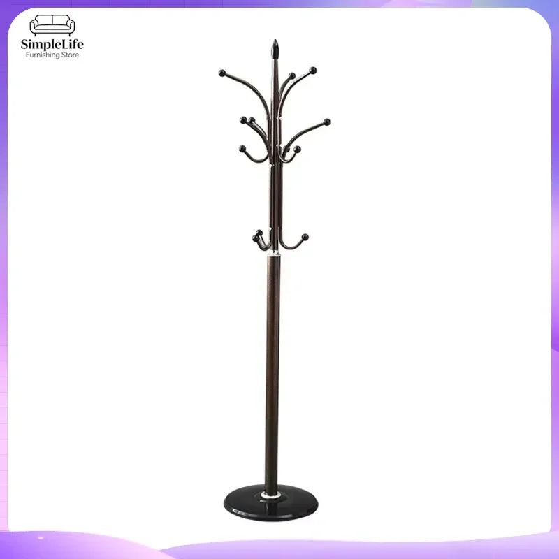 Wrought Iron Floor to Ceiling Coat Rack Heavy Duty Clothes Hanger Stand Multifunctional Garment Storage Organizer