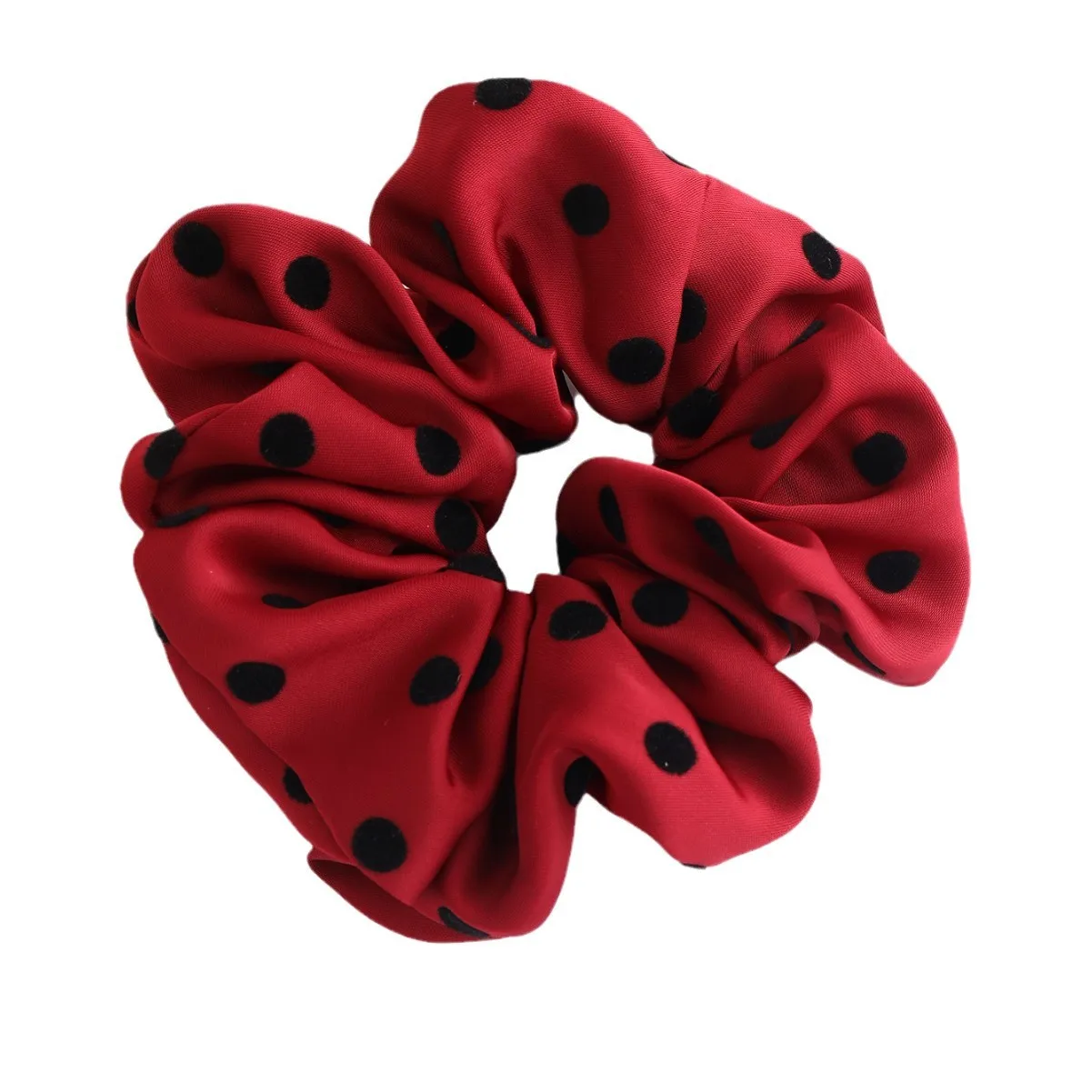 Korean Style New Arrival Satin Polka Dot Scrunchies – French Retro Fabric Elastic Hair Ties