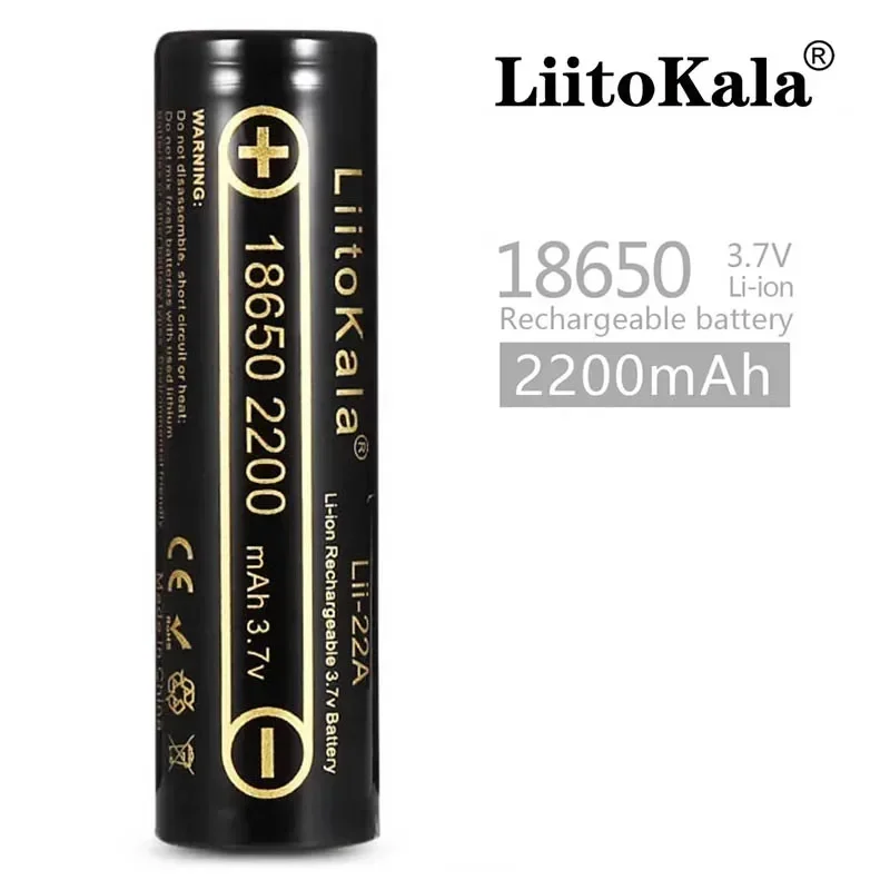 LiitoKala Lii-22A 18650 Battery 3.7V 2200mAh Lithium Rechargeable Battery For Flashlight Batteries 2200mAh Battery Cell