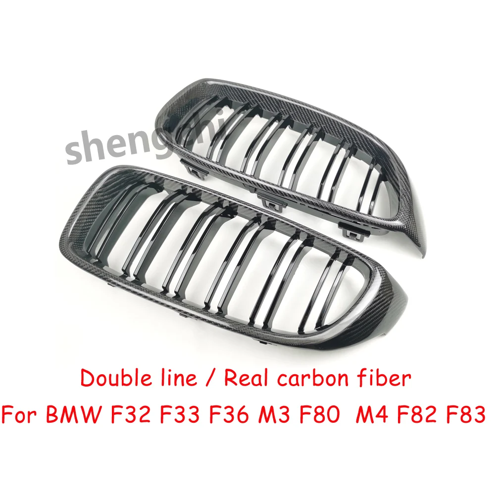 M3 F80 M4 F82 F83 F32 F33 F36 Double line Real Carbon Fiber Front Bumper Grill for BMW 4 Series 418i 420i 428i 430i 435i 440i