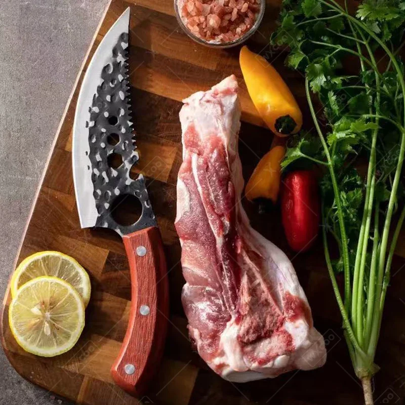 Professional Barbecue Knife Kitchen Knives Hammer Forged Boning Knife Stainless Steel Fruit Butcher Meat Deboning Cutting Knife