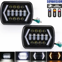 Faro LED resistente al agua de 90W, 7x6 pulgadas, 5x7 "", señal de giro ámbar DRL blanca para camiones Jeep YJ Cherokee XJ, faro cuadrado H4