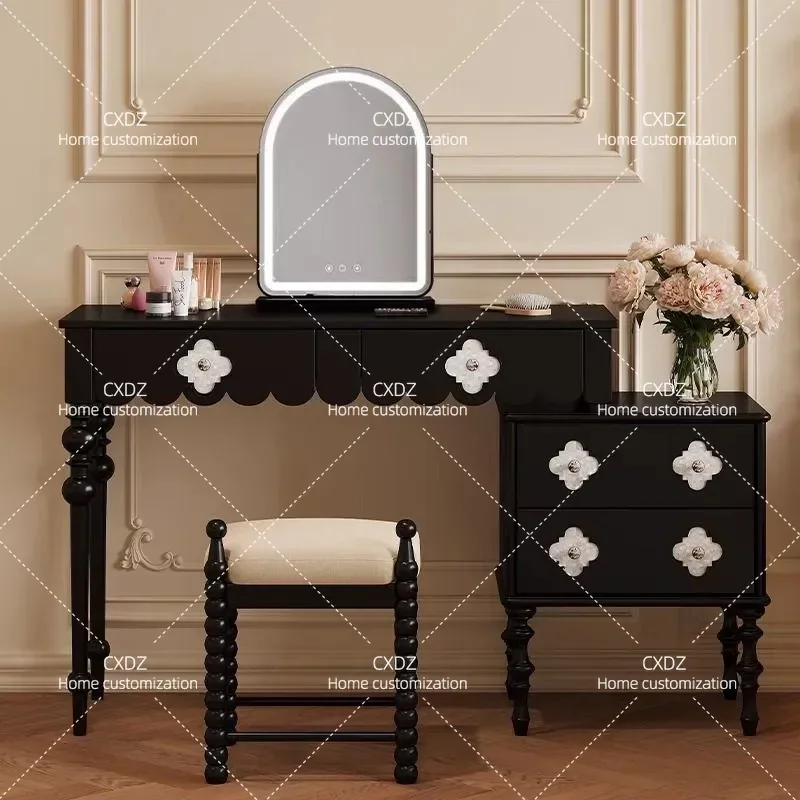 Retro Black Modern Retractable Dresser Chest Premium Small Apartment Storage Furniture Simple Design