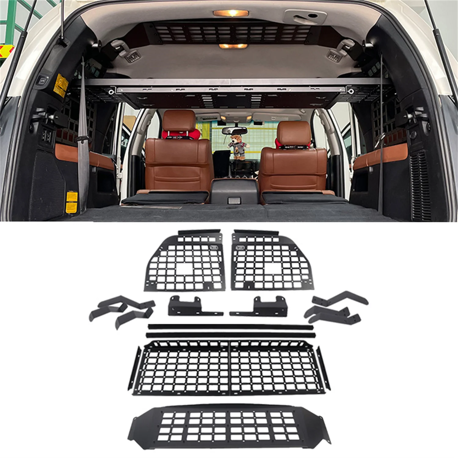 

CGZ For Toyota Sequoia 2008-2022 Trunk Shelf Cargo Upper Roof Panel Modular Storage Panel Debris Racks Storage Carrier Kit