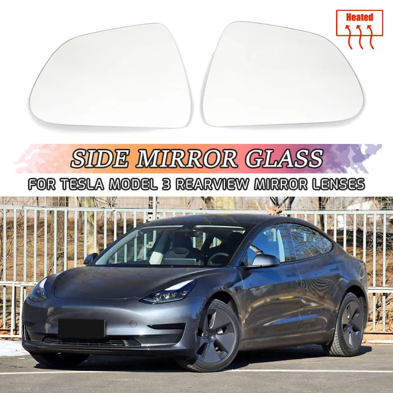 

1 пара боковых зеркал заднего вида, стеклянные линзы для Tesla Model 3 2018 2019 2020 2021, широкоугольный обзор, антибликовое покрытие Model3