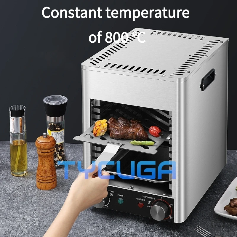 Grelhador elétrico sem fumaça para bife de cozinha, churrasco/carne/vegetais, alta temperatura, 220v, comercial, máquina de cozinhar totalmente automática
