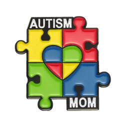 Autism Mom Enamel Pins Rainbow Puzzle Pieces Brooch Hard Badge Mother Lapel Backpack Autistic Kids Awareness Jewelry Gift