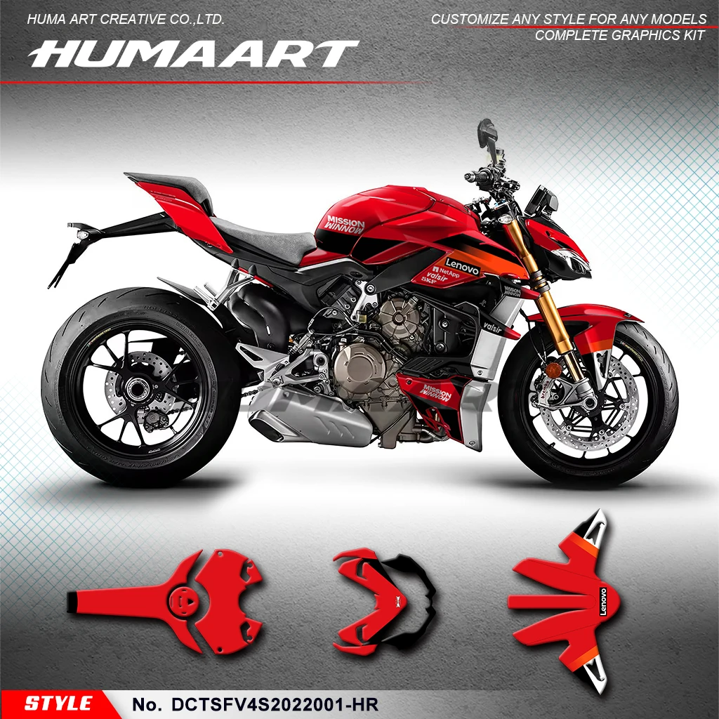 

HUMAART Stickers Complete Adhesive Decals for DUCATI Streetfighter V4 V4S 2020 2021 2022 Graphics Kit Wrap Design, Decoration