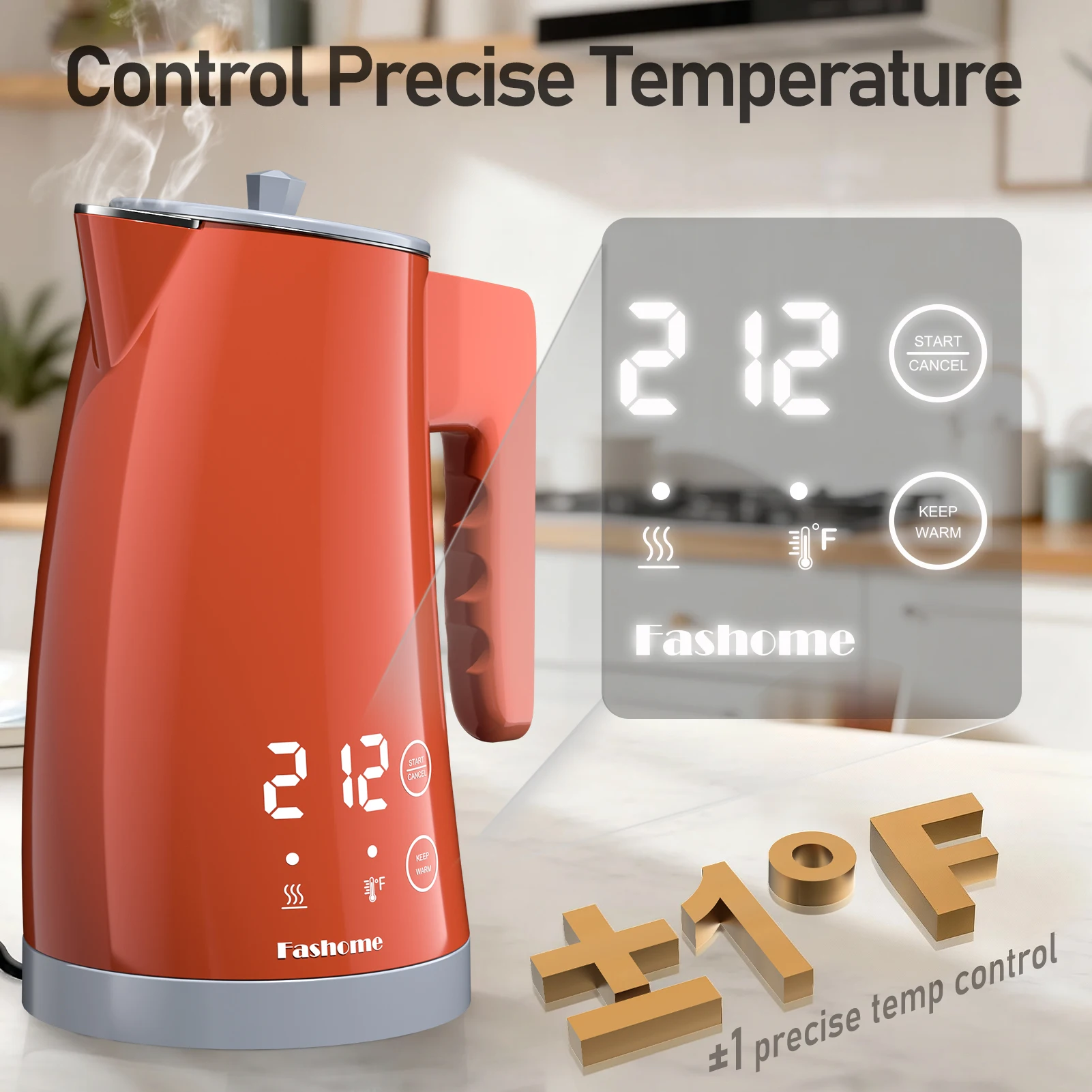 1.25L Electric Kettle Temperature Control Digital LED Display 1200W Electric Tea Kettle, 2 Hour Keep Warm, 304 Stainless Steel Inner, Auto Shut Off, Hot Water Boiler Tea Coffee Electric Pot