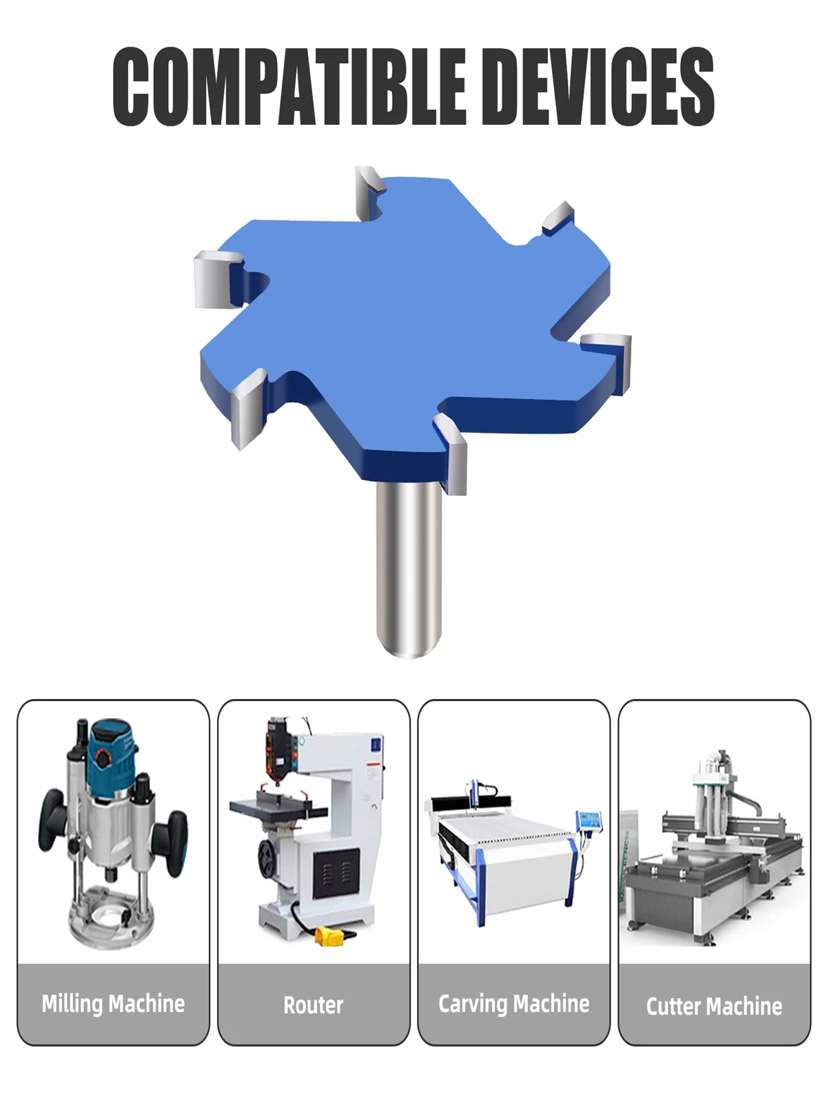 CNC Spoilboard Surfaceing Router Bit 1 قطعة راوتر بت 6 المزامير 0.5 "عرقوب 2.56"/3.35 ''/3.94'' قطر القطع للنجارة